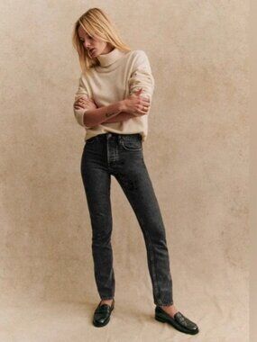 Sezane Denim Brut Sexy Jeans in Gris Moyen